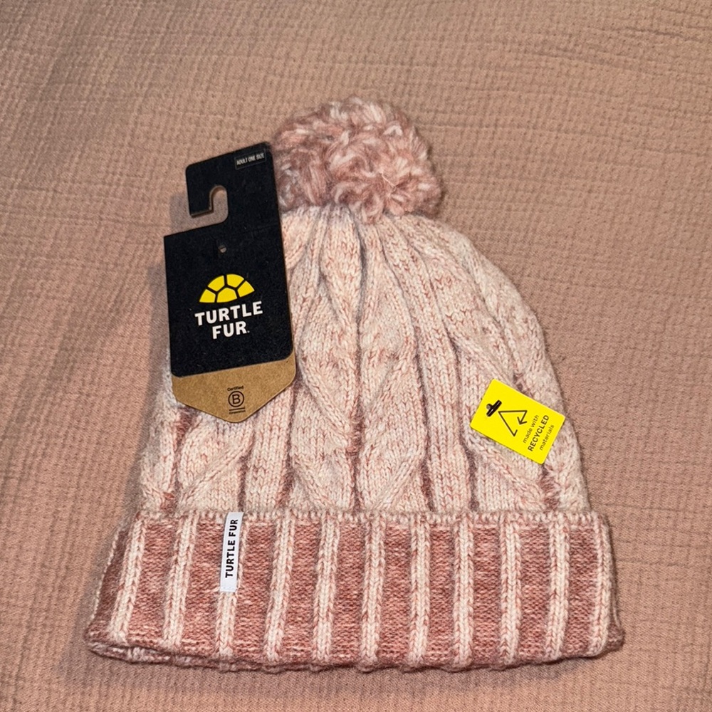 Pink Knit Pom-Pom Beanie